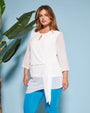 Blusa girocollo asimmetrica in georgette con dettaglio fiocco OFF WHITE DORABELLA