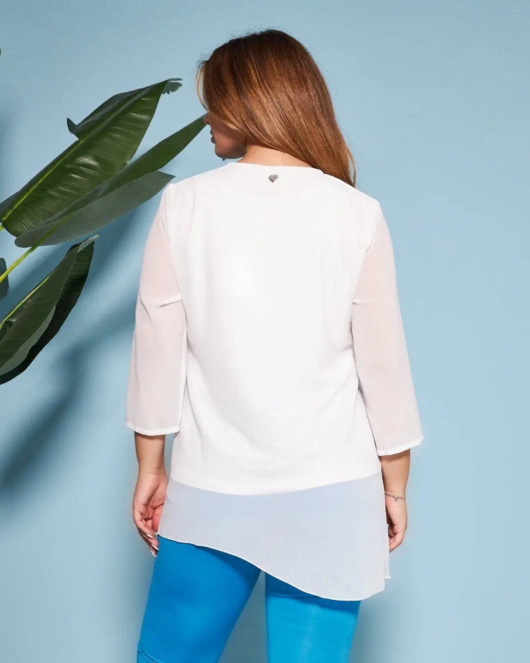 Blusa girocollo asimmetrica in georgette con dettaglio fiocco OFF WHITE DORABELLA