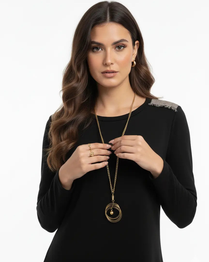 Blusa girocollo con collana accessorio DORABELLA