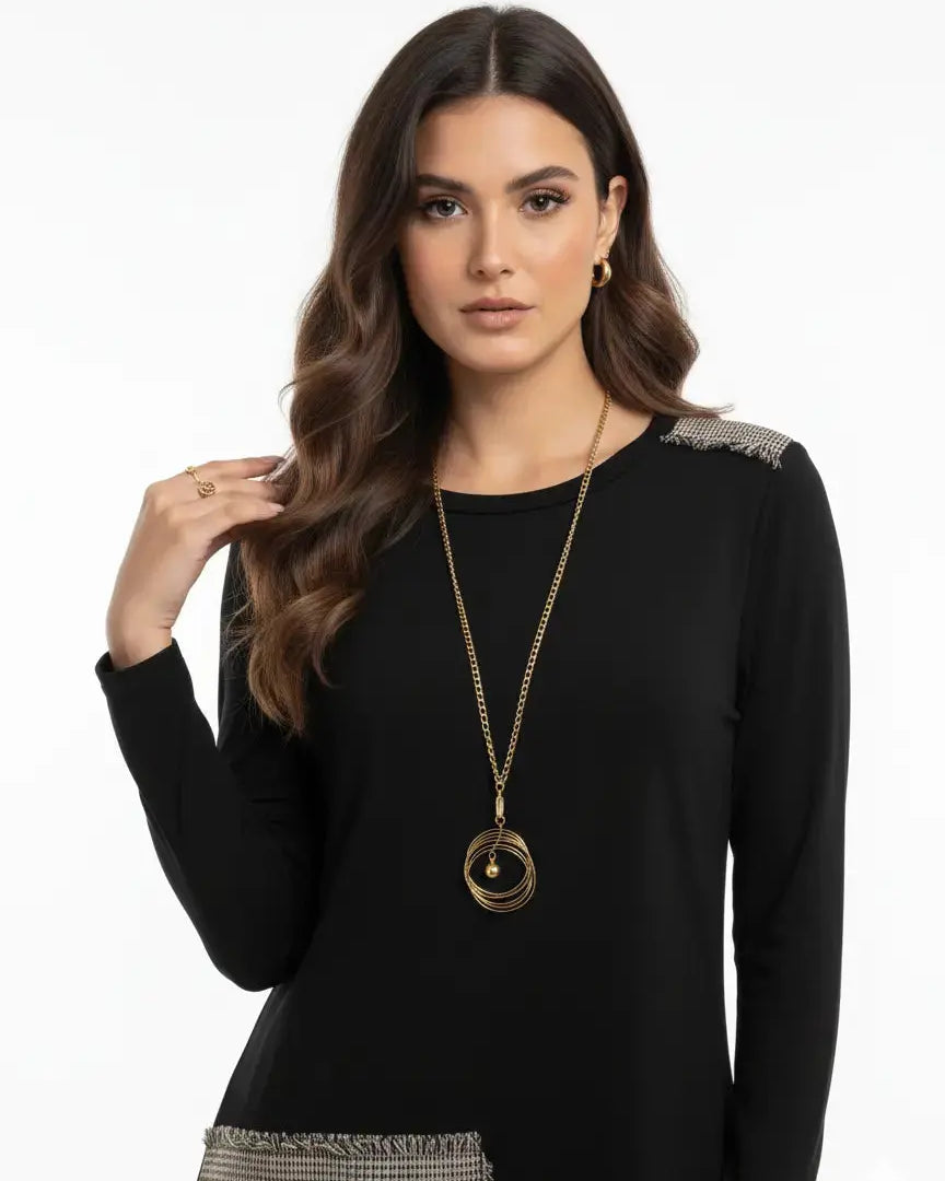 Blusa girocollo con collana accessorio DORABELLA