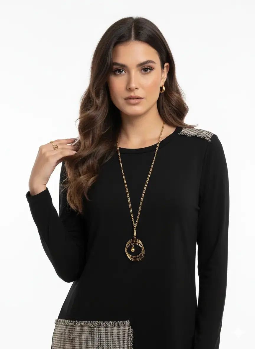 Blusa girocollo con collana accessorio DORABELLA