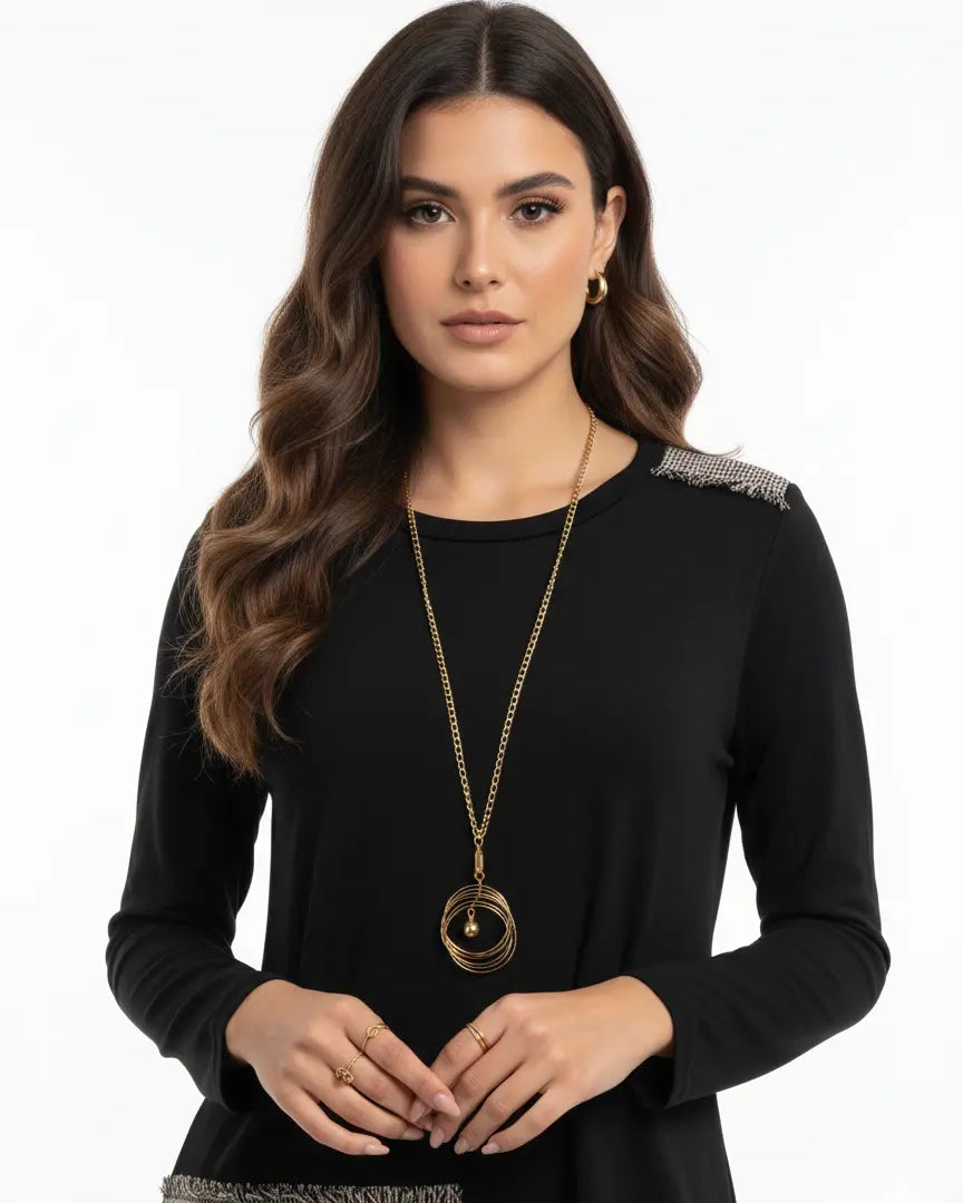 Blusa girocollo con collana accessorio DORABELLA