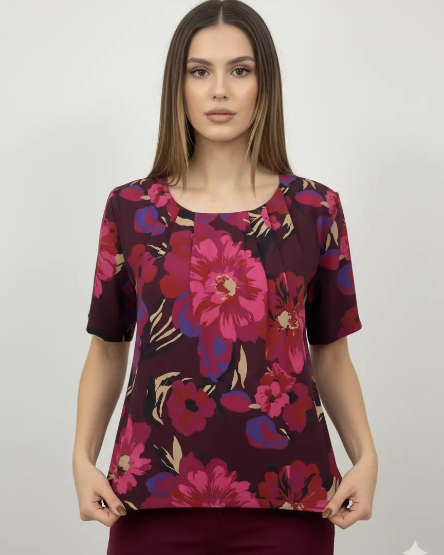 Blusa girocollo con fantasia floreale DORABELLA