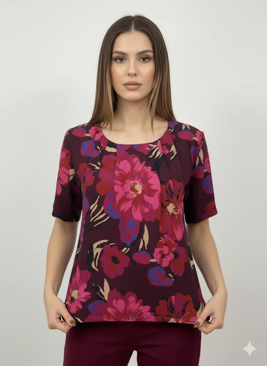 Blusa girocollo con fantasia floreale DORABELLA