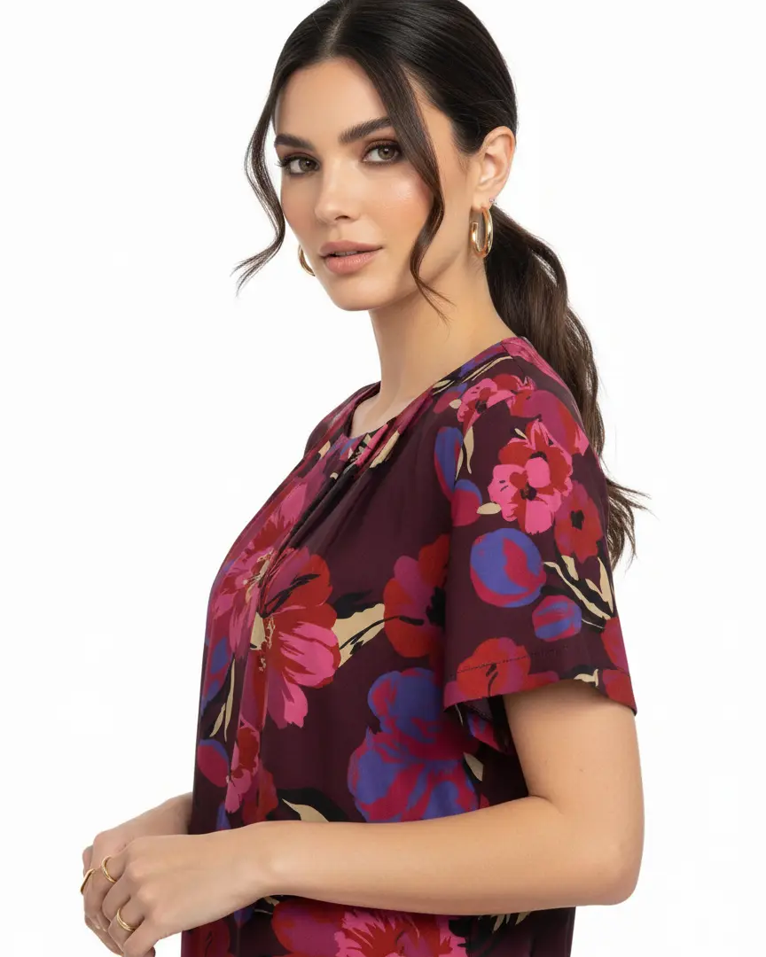 Blusa girocollo con fantasia floreale DORABELLA