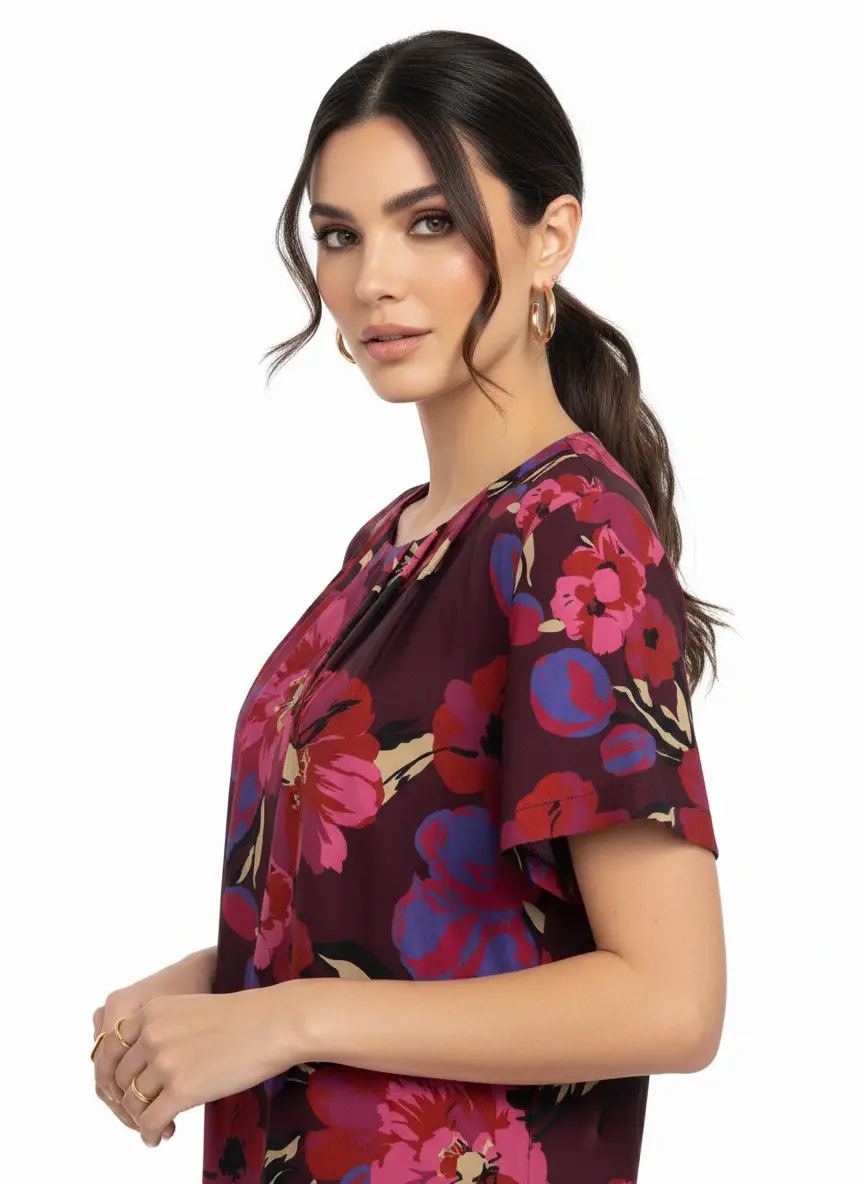 Blusa girocollo con fantasia floreale DORABELLA