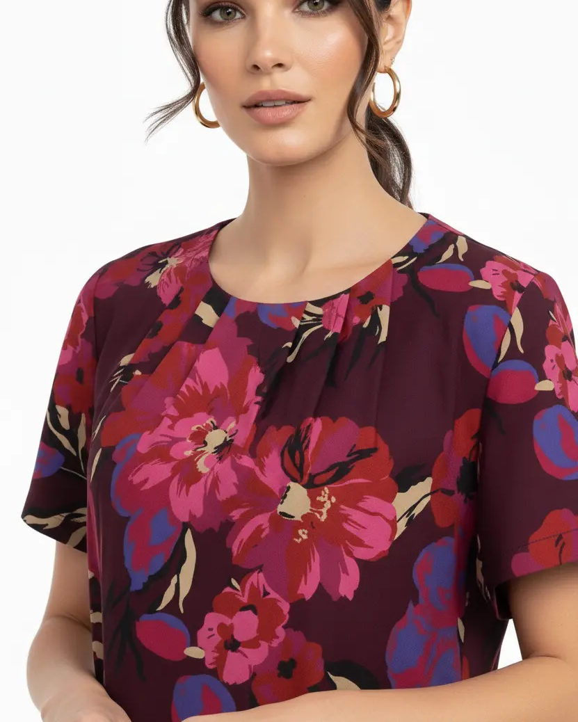 Blusa girocollo con fantasia floreale DORABELLA