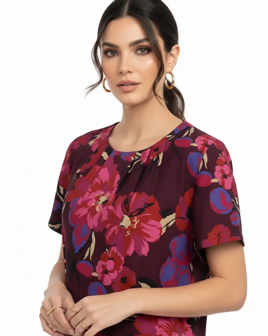 Blusa girocollo con fantasia floreale DORABELLA