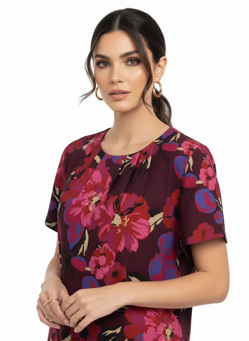 Blusa girocollo con fantasia floreale DORABELLA