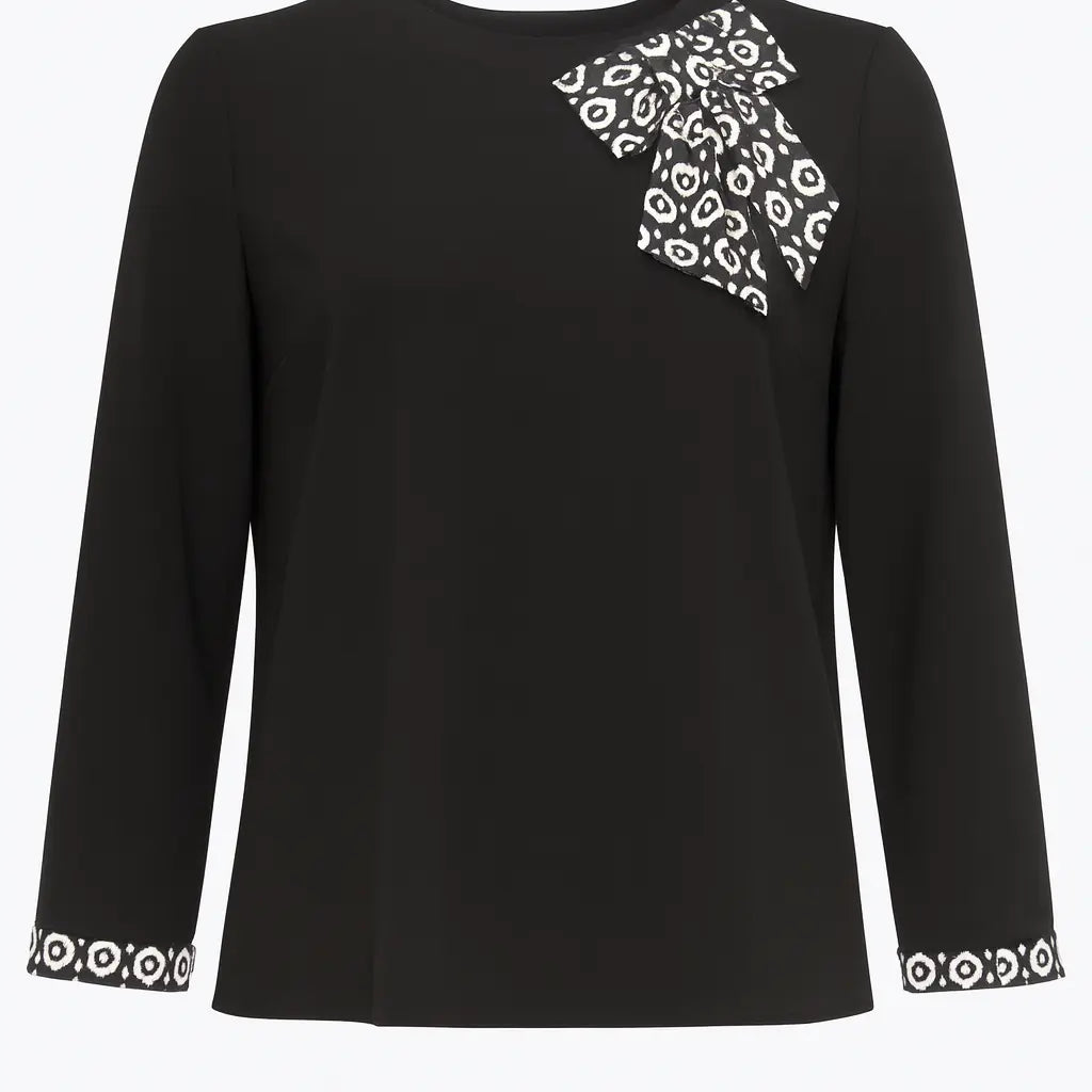 Blusa girocollo con fiocco fantasia DORABELLA PIU'