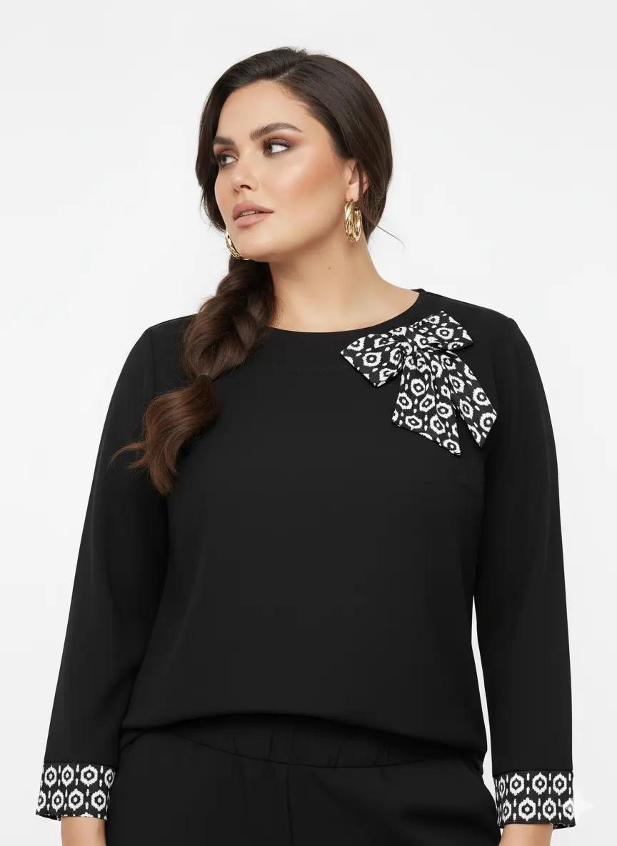 Blusa girocollo con fiocco fantasia DORABELLA PIU'