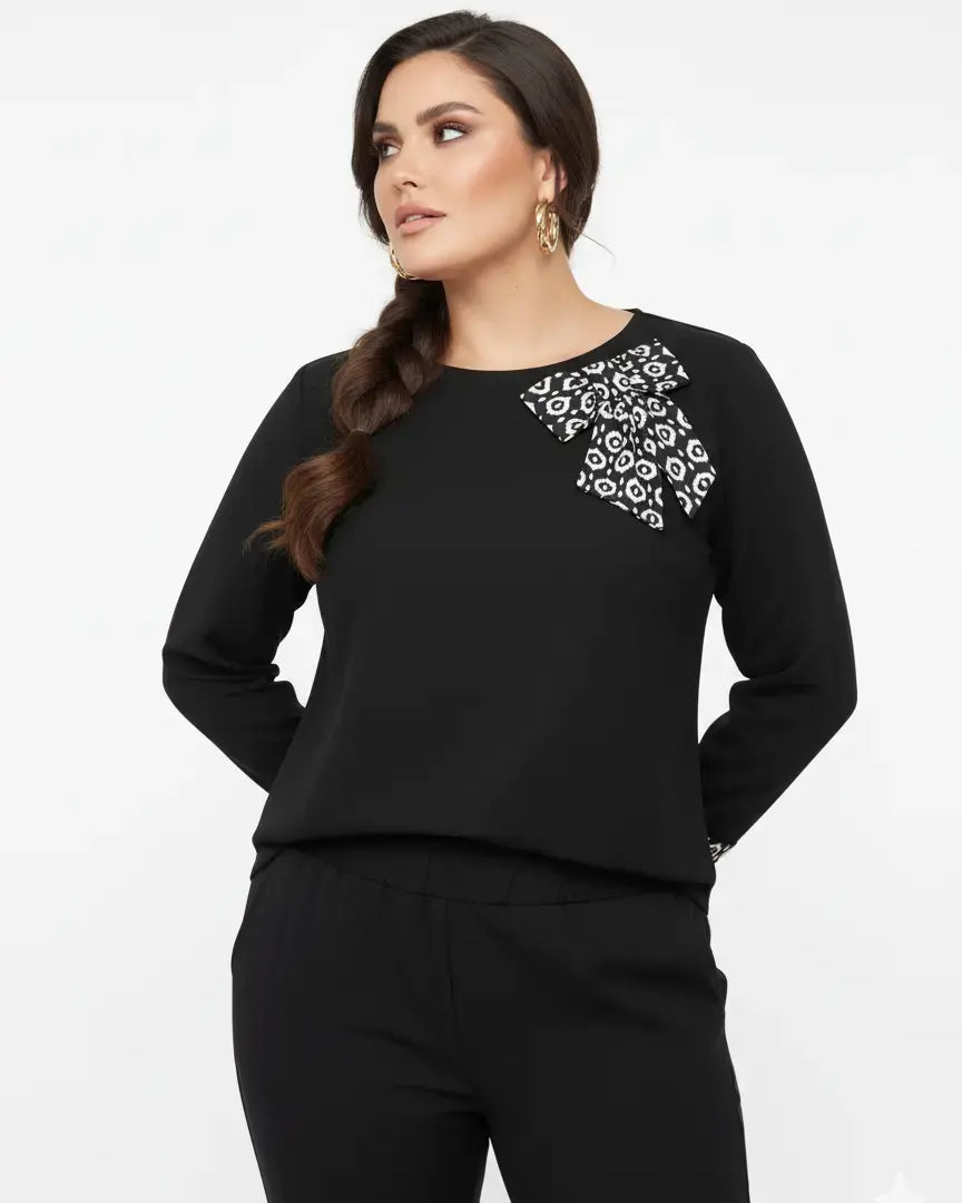 Blusa girocollo con fiocco fantasia DORABELLA PIU'