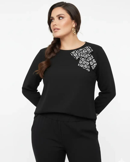 Blusa girocollo con fiocco fantasia DORABELLA PIU'