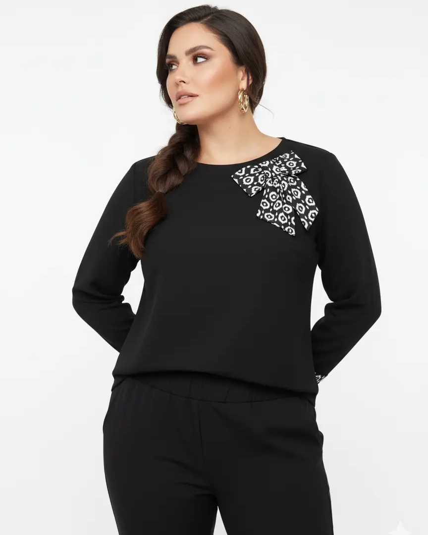 Blusa girocollo con fiocco fantasia DORABELLA PIU'