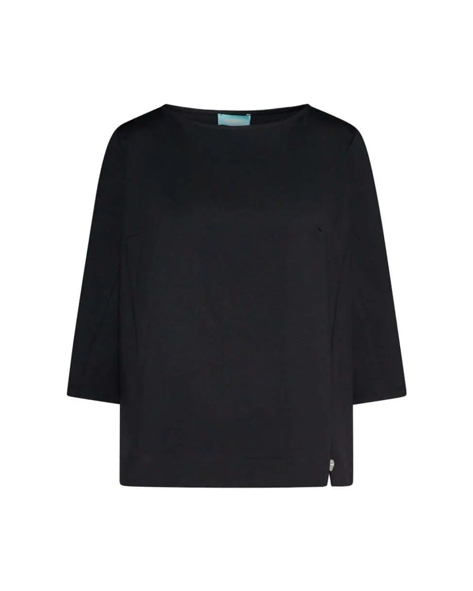 Blusa girocollo in jersey di cotone elasticizzato tinta unita NERO DORABELLA XXL