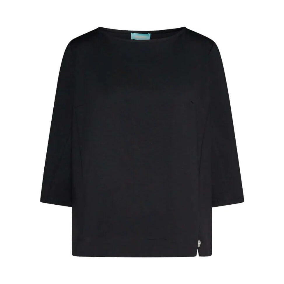 Blusa girocollo in jersey di cotone elasticizzato tinta unita NERO DORABELLA XXL