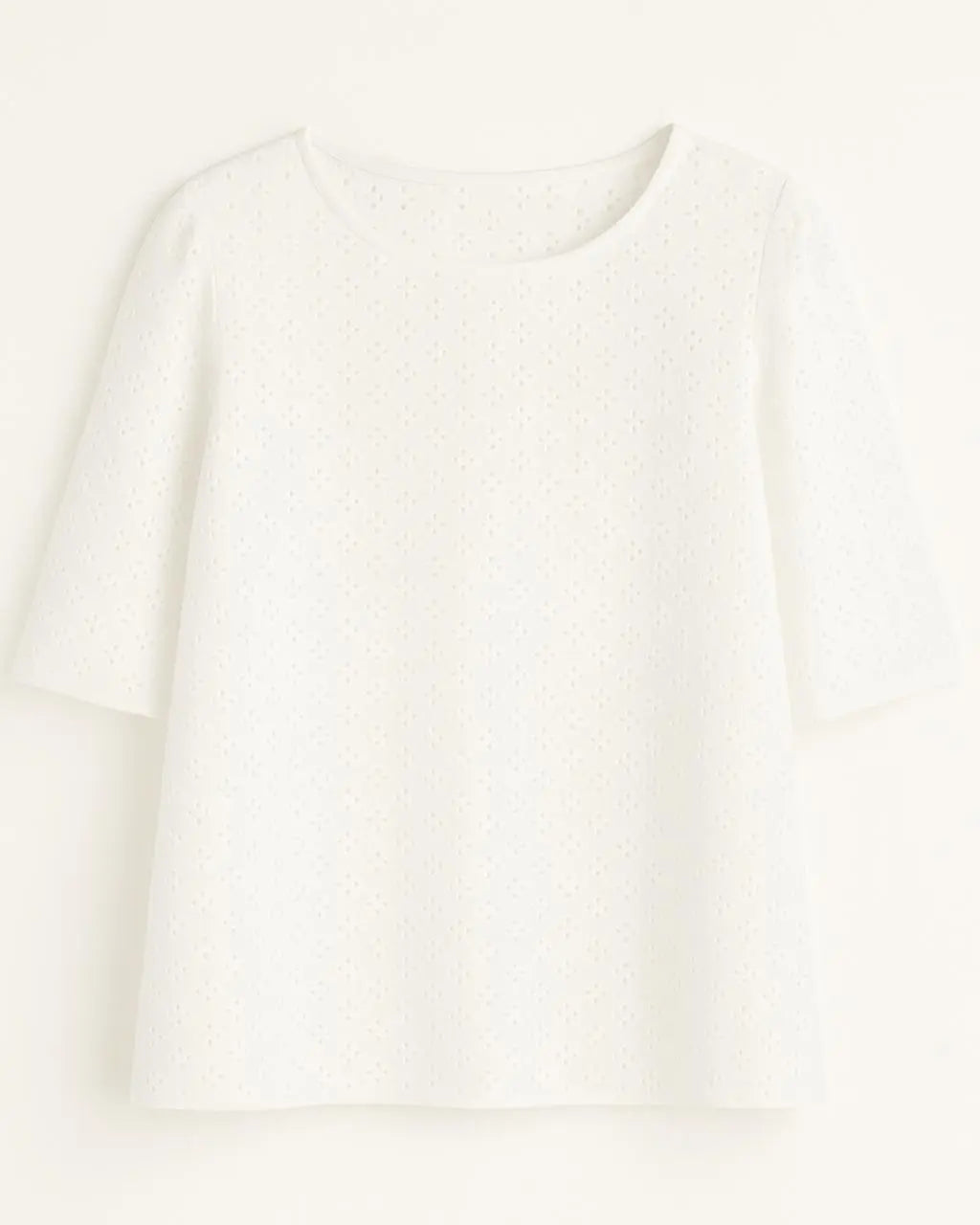 Blusa girocollo in sangallo con maniche a tre quarti DORABELLA XXL