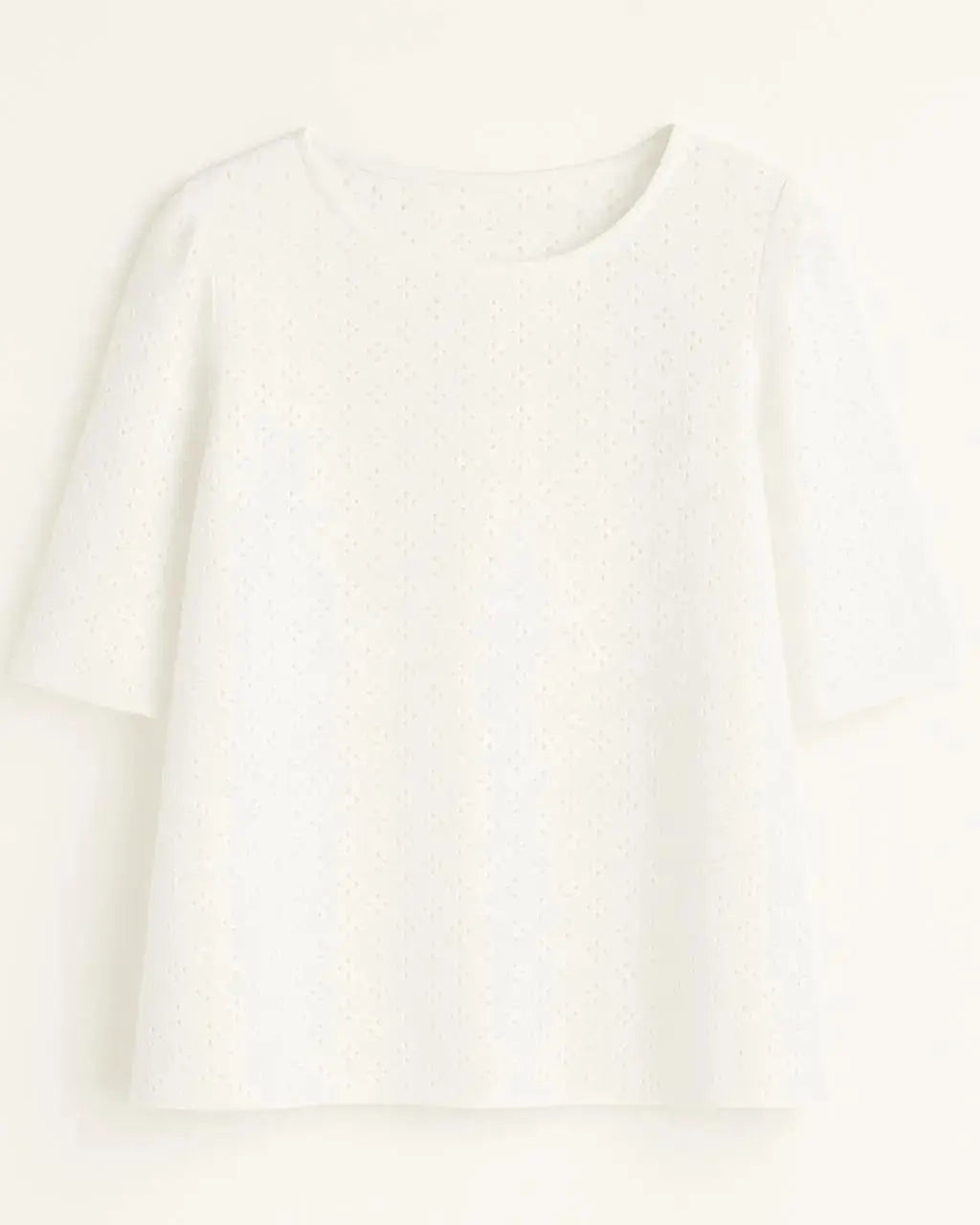 Blusa girocollo in sangallo con maniche a tre quarti DORABELLA XXL