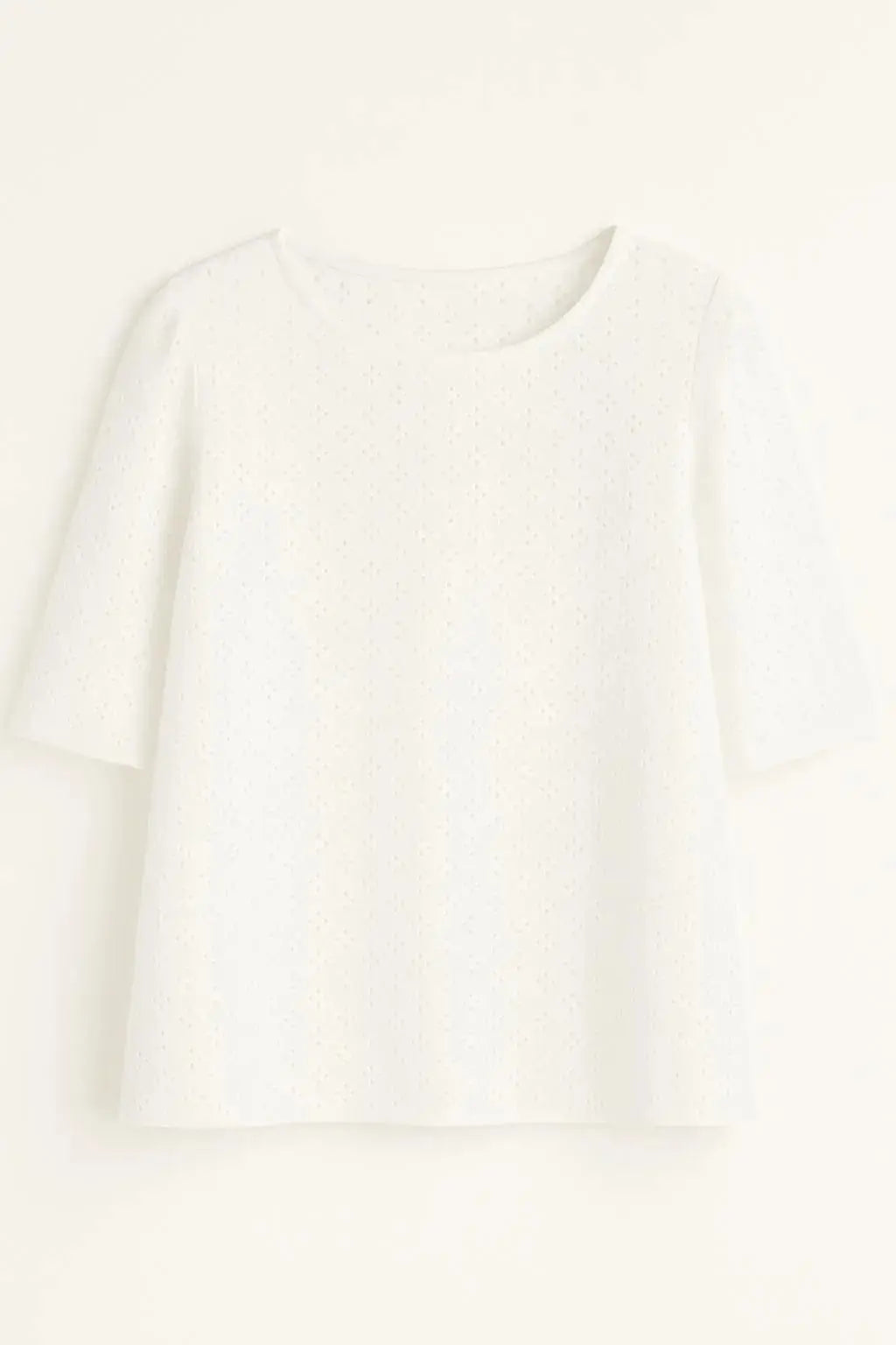 Blusa girocollo in sangallo con maniche a tre quarti DORABELLA XXL