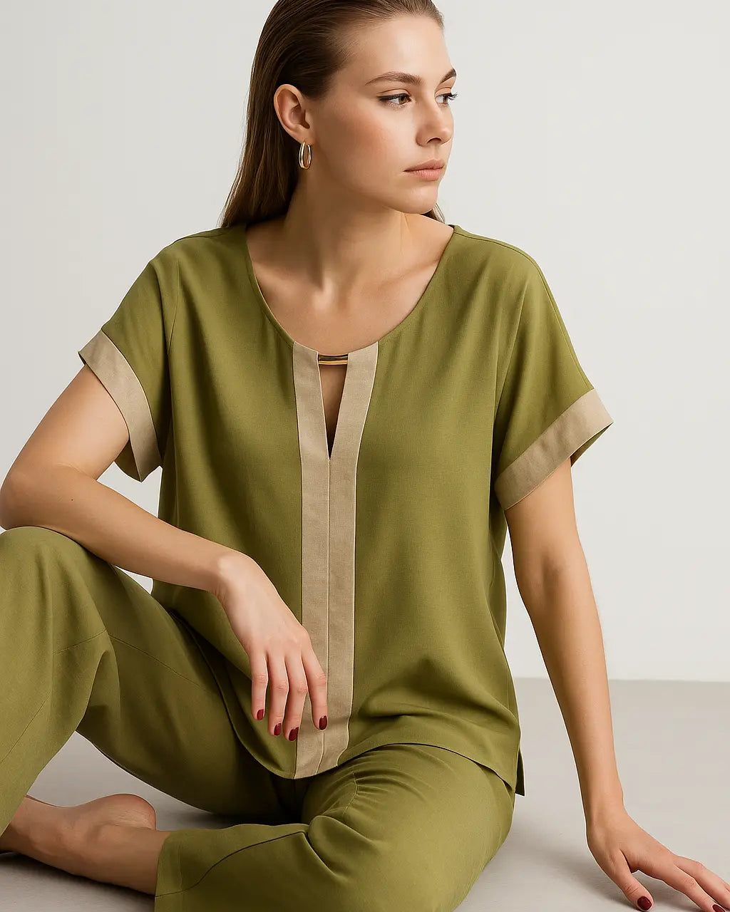 Blusa girocollo in viscosa bicolor DORABELLA PIU'