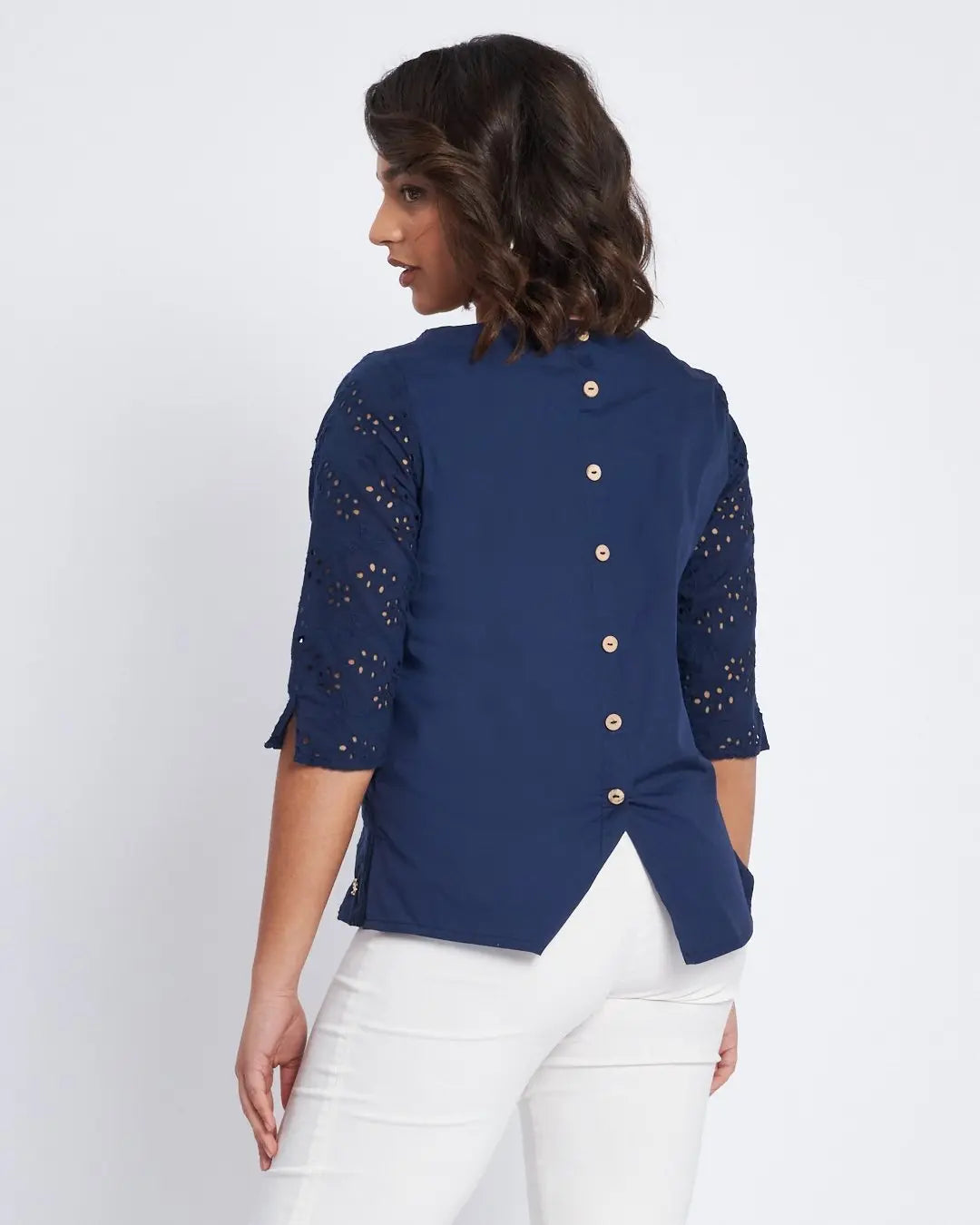 Blouse Bluse Blu Curvy Bluse Bluse In Sangallo San Gallo Blouse