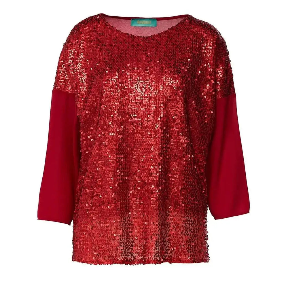 Blusa in georgette e paillettes ROSSO DORABELLA
