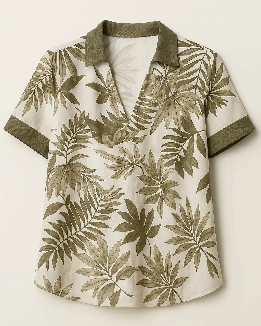 Blusa in lino stampato con inserti a tinta unita DORABELLA