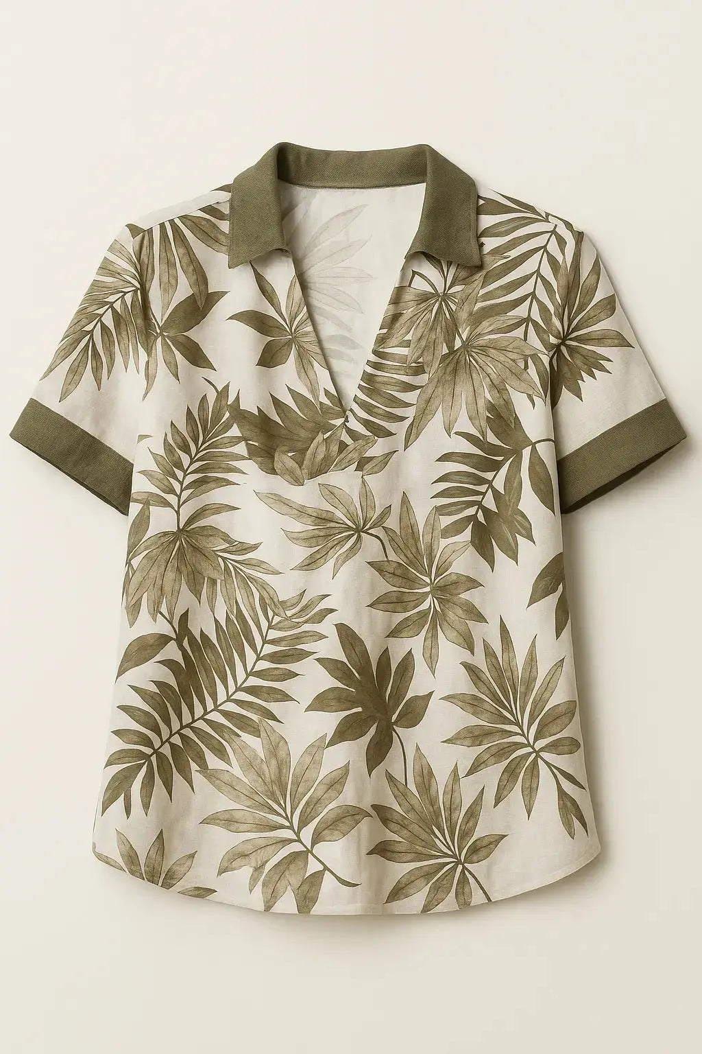 Blusa in lino stampato con inserti a tinta unita DORABELLA