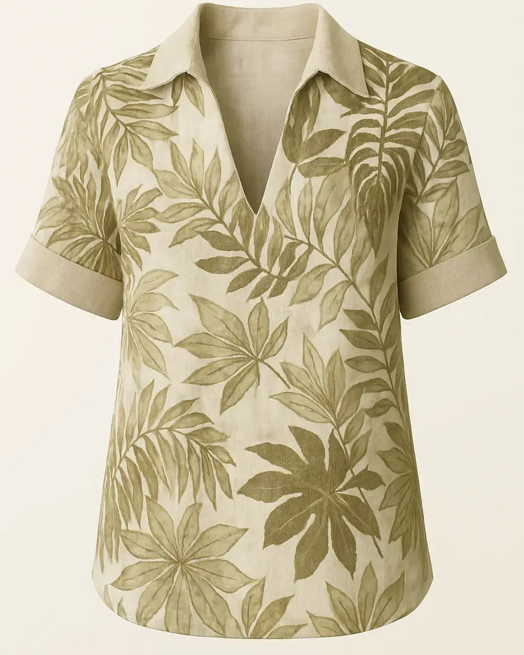 Blusa in lino stampato con inserti a tinta unita DORABELLA