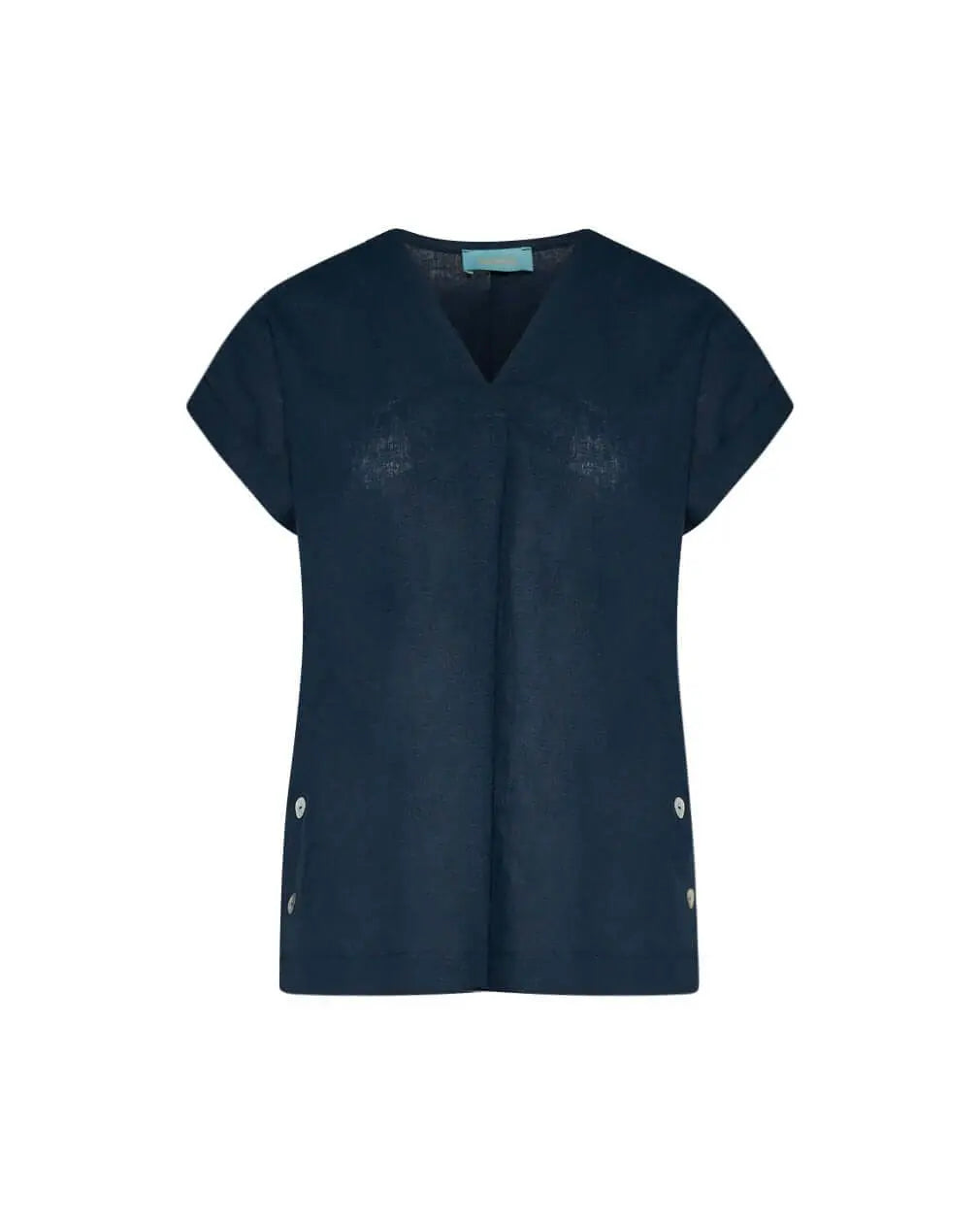 Blusa in misto lino tinta unita con bottoni e baciapiega BLU DORABELLA