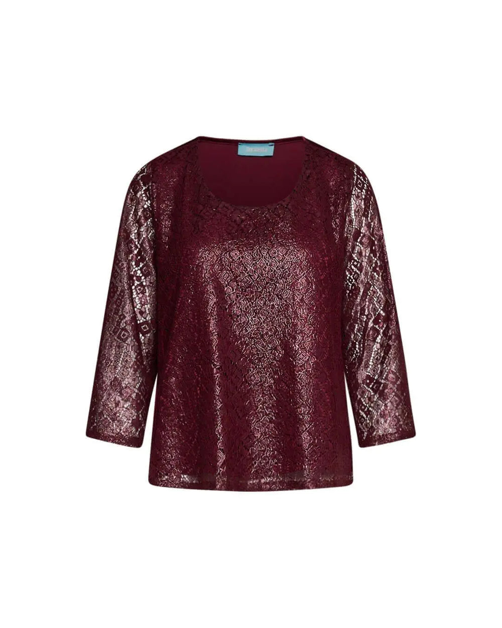 Blusa in pizzo macramè laminato BURGUNDY DORABELLA