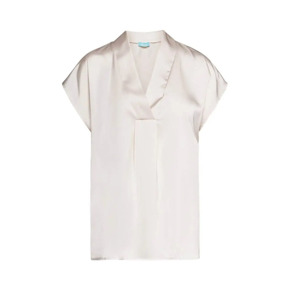 Blusa in raso a mezze maniche con scollo a V AVORIO DORABELLA