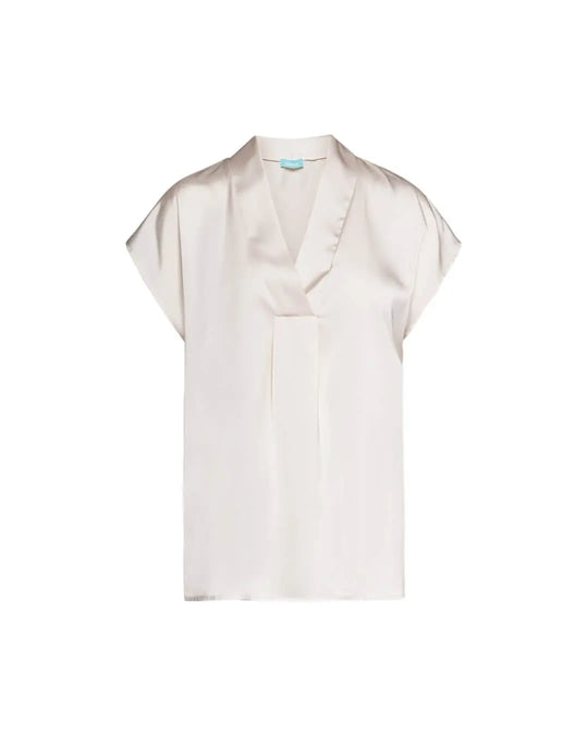 Blusa in raso a mezze maniche con scollo a V AVORIO DORABELLA