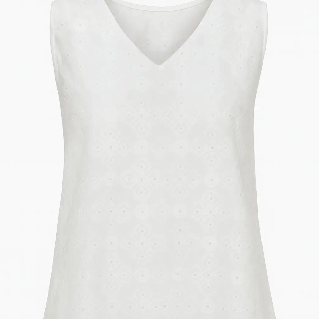 Blusa in sangallo con scollo a V e retro in jersey a tono DORABELLA