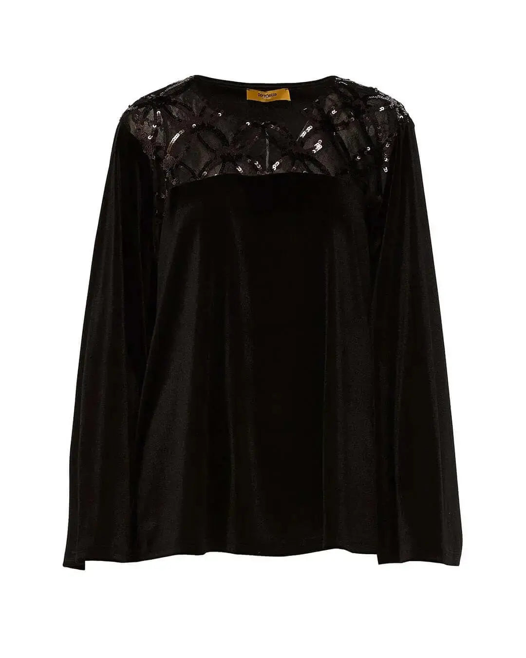 Blusa in velluto con inserto in pizzo ricamato NERO DORABELLA PIU'
