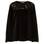 Blusa in velluto con inserto in pizzo ricamato NERO DORABELLA PIU'