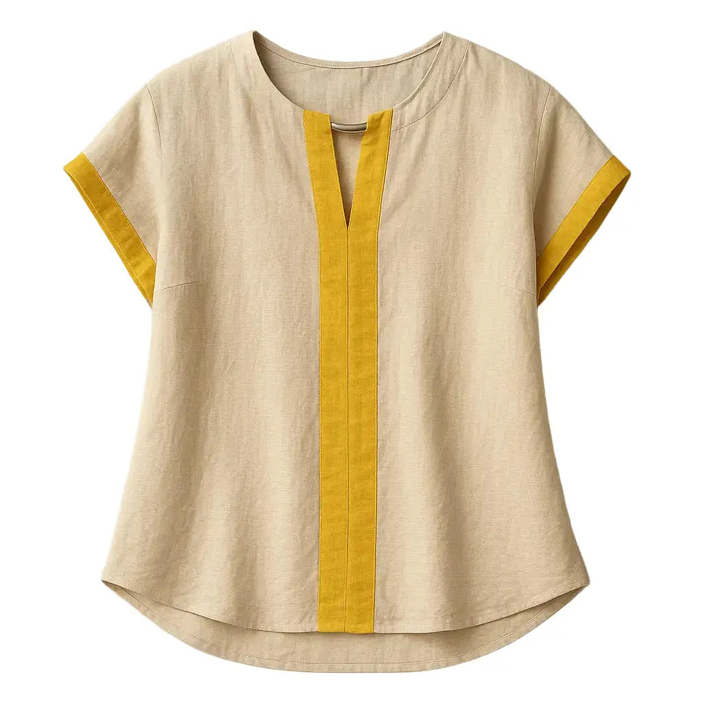 Blusa in viscosa bicolor con accessorio nello scollo DORABELLA