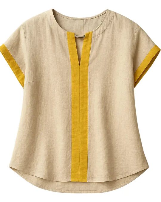 Blusa in viscosa bicolor con accessorio nello scollo DORABELLA