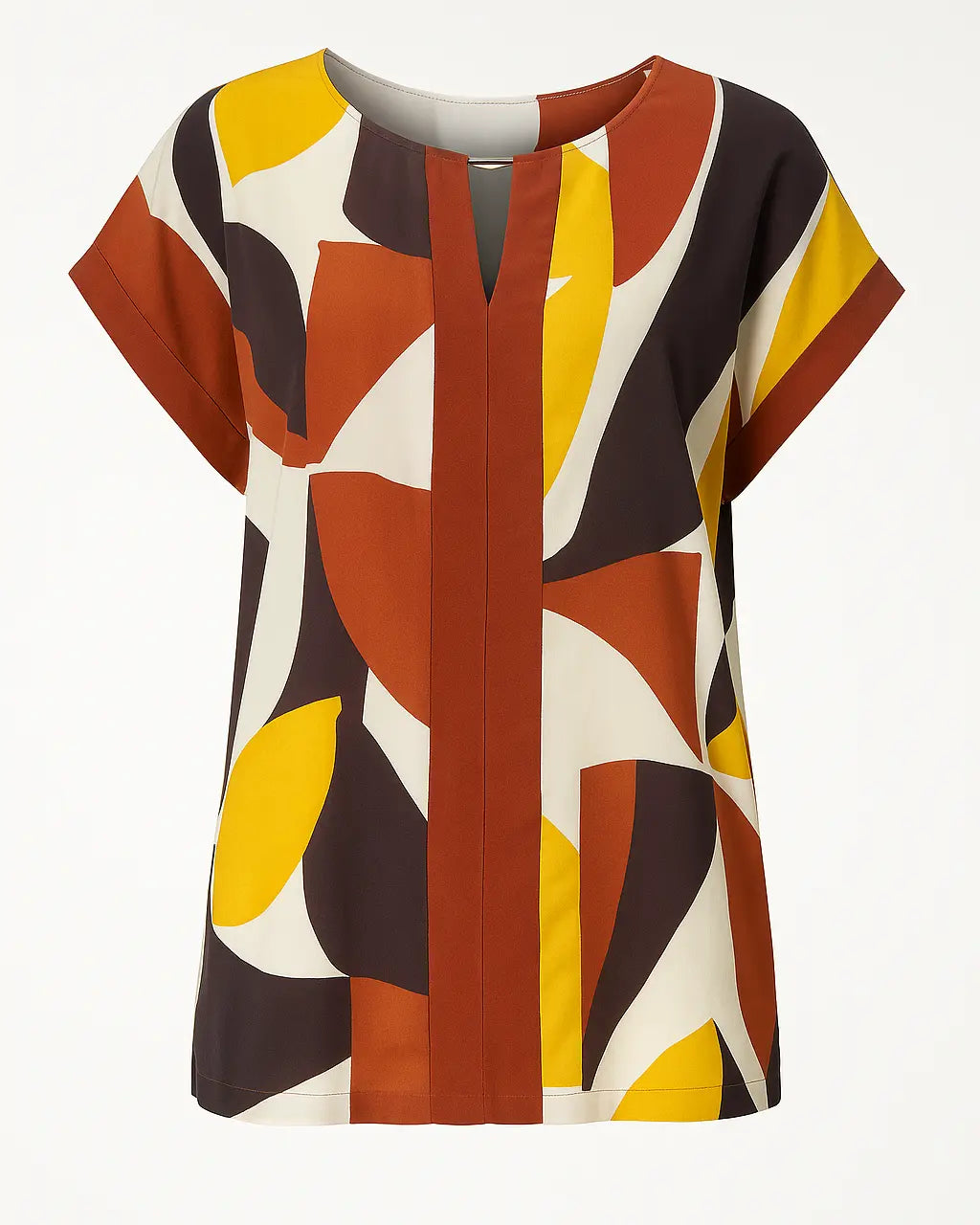 Blusa in viscosa con davanti stampato ed inserti a tinta unita DORABELLA