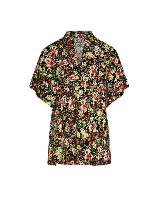 Blusa in viscosa in fantasia floreale ROSSO DORABELLA