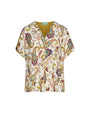 Blusa in viscosa in fantasia paisley con scollo a V PISTACCHIO DORABELLA PIU'