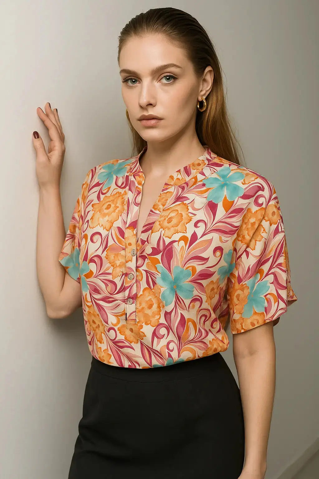 Blusa mezza manica con collo coreana DORABELLA