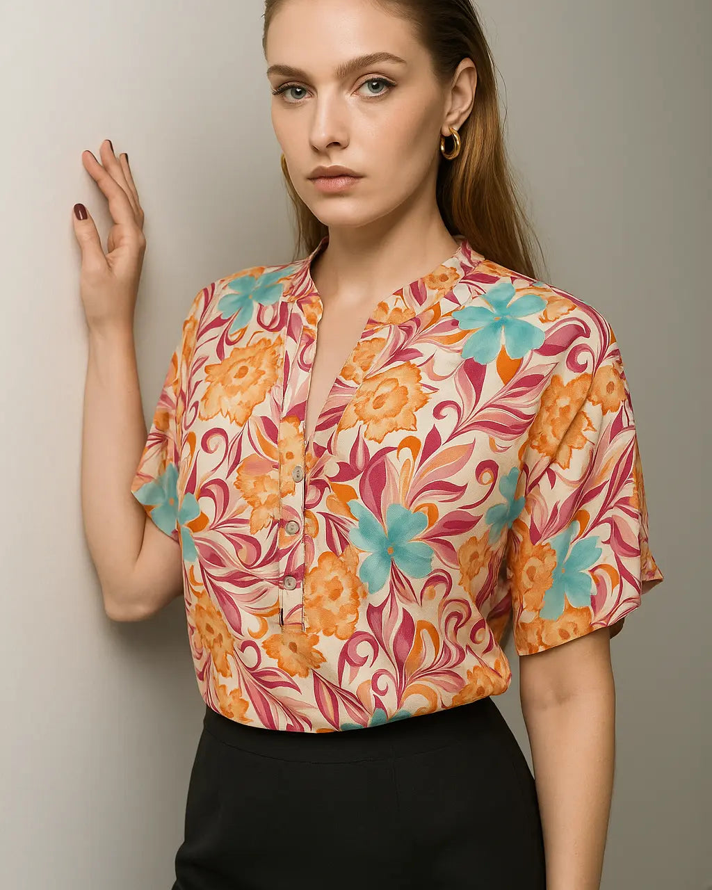 Blusa mezza manica con collo coreana DORABELLA