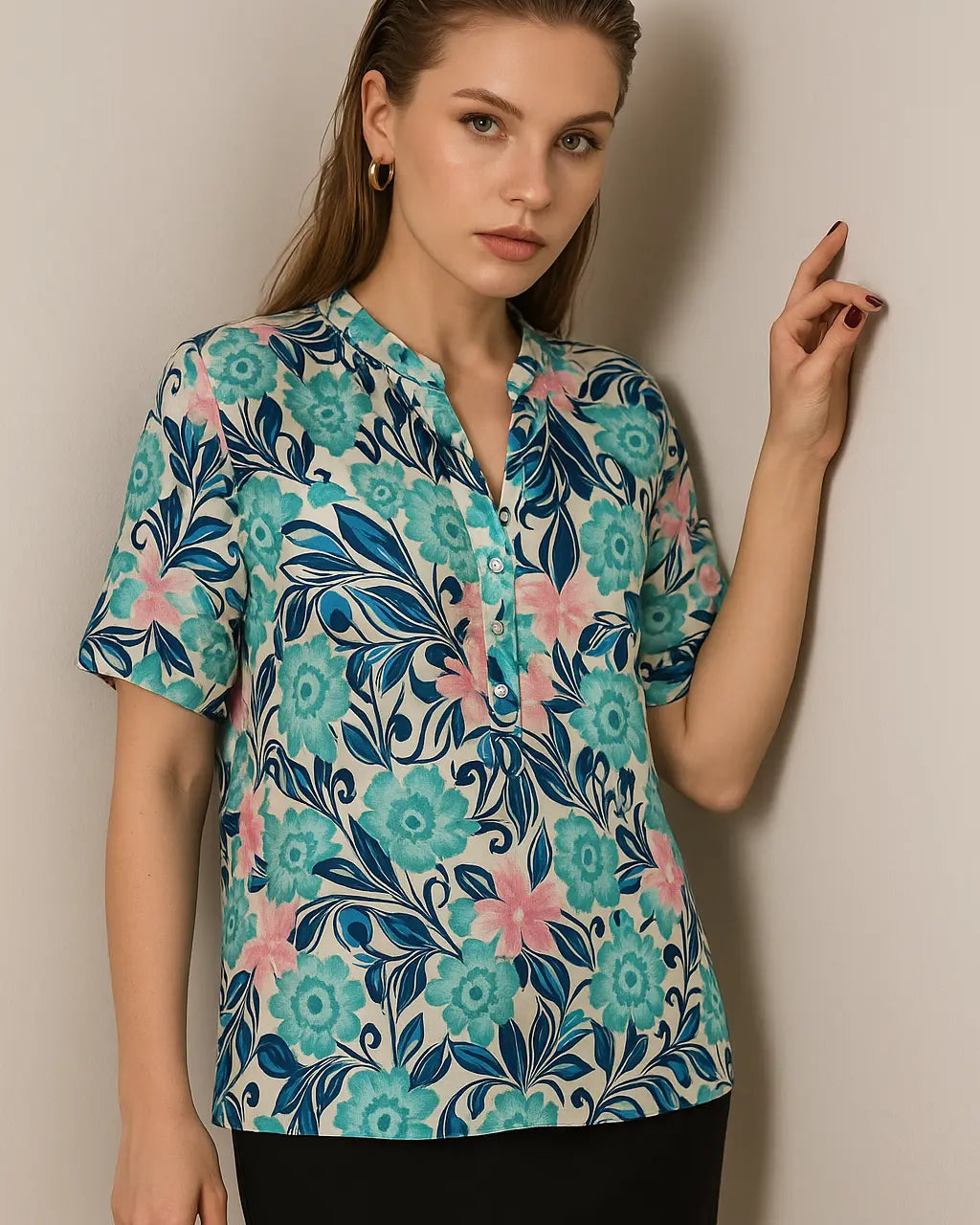 Blusa mezza manica con collo coreana DORABELLA