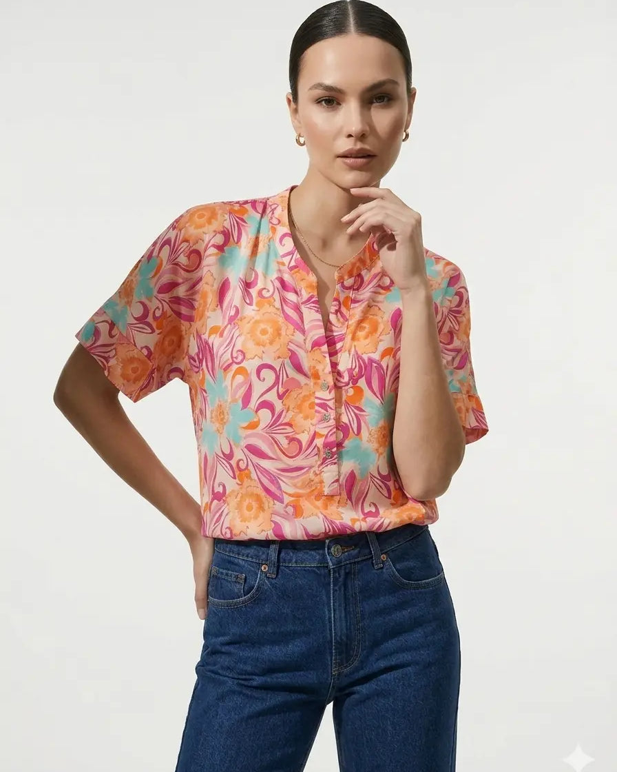Blusa mezza manica con collo coreana DORABELLA