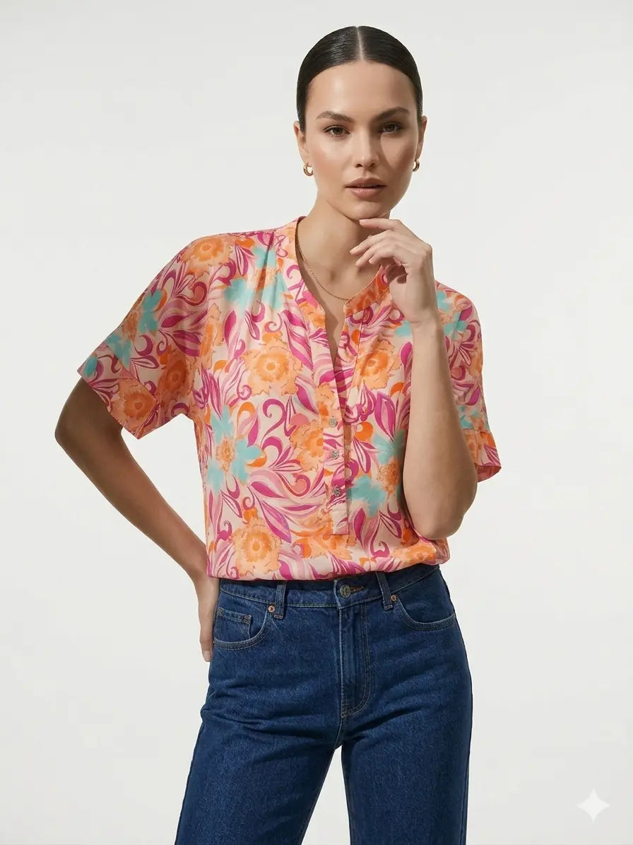 Blusa mezza manica con collo coreana DORABELLA