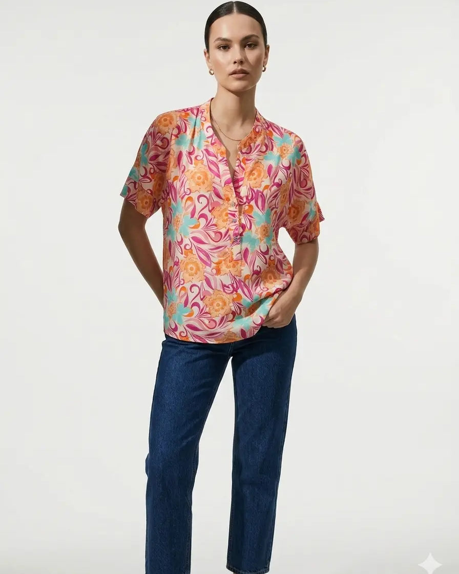 Blusa mezza manica con collo coreana DORABELLA