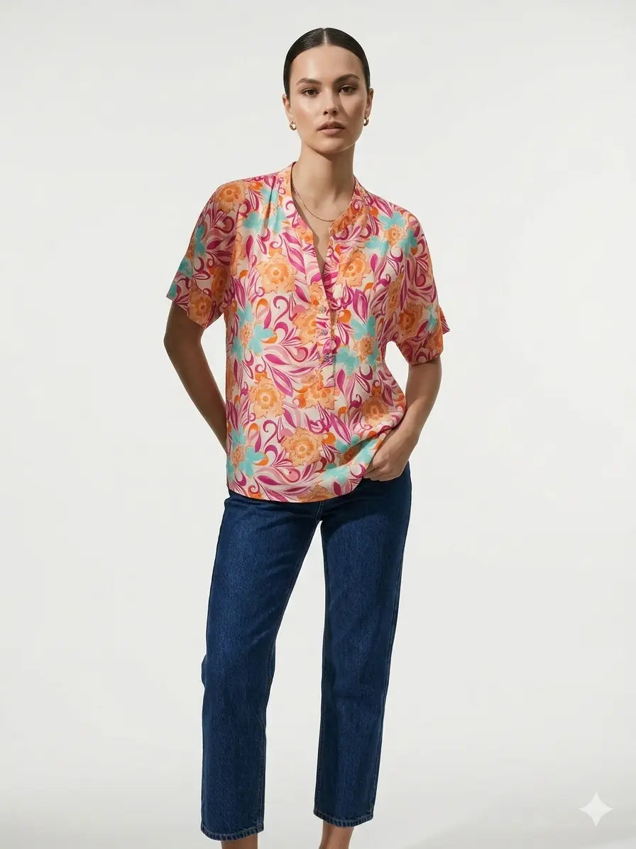 Blusa mezza manica con collo coreana DORABELLA