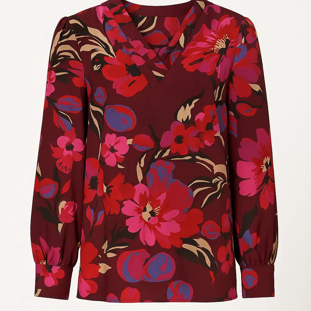 Blusa scollo a V fantasia floreale DORABELLA