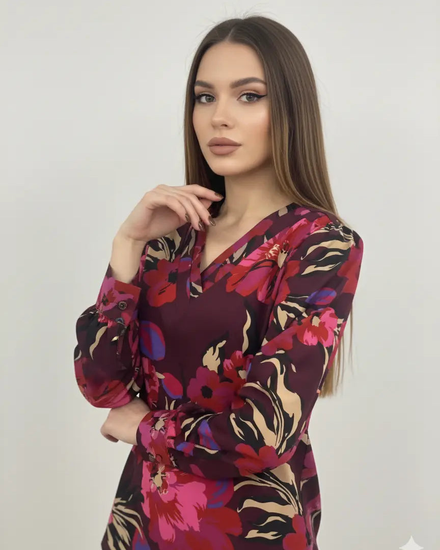 Blusa scollo a V fantasia floreale DORABELLA